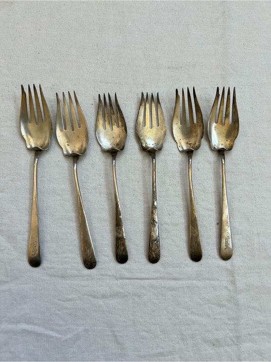 Durgin Sterling Silver Other - 6 Dolly Madison Durgin Sterling Silver Salad Fork 6 1/2" Flatware Mono Tarnished